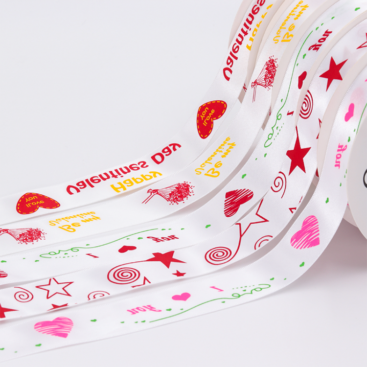Eco - Friendly Decorative Fabric Ribbon Satin Material Custom Printed Logo