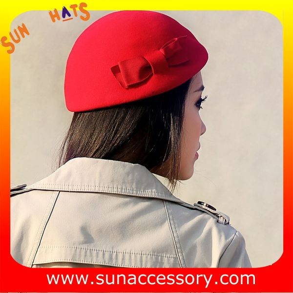 Hot sale Fashion 100% Australia wool felt ladies beret hats ,Red beret hats with adjustable band