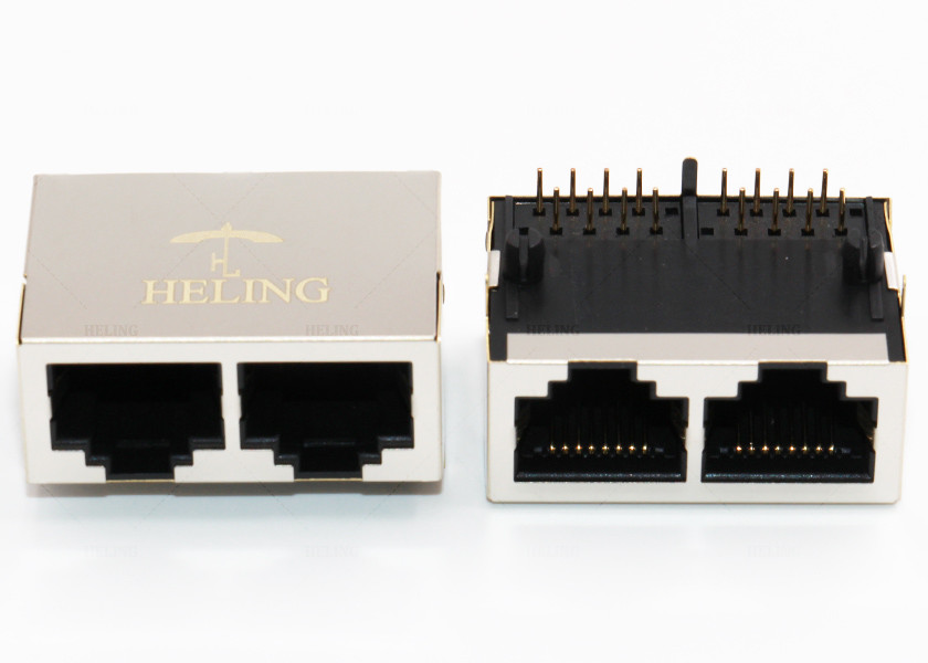 ABS Resin Housing THT Rj45 Multiple Port Connectors MJ5908-B112-BRF4