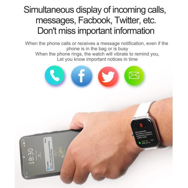 Full Touch Smartband Watch Bluetooth Music Playback Temperature Detection Health Tracker