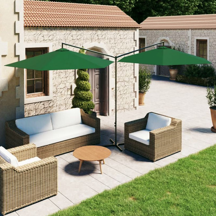 Metal Fabric Outdoor Restaurant Hotel Patio Cafe Garden Waterproof Hanging Banana Double Parasol Sun Umbrella