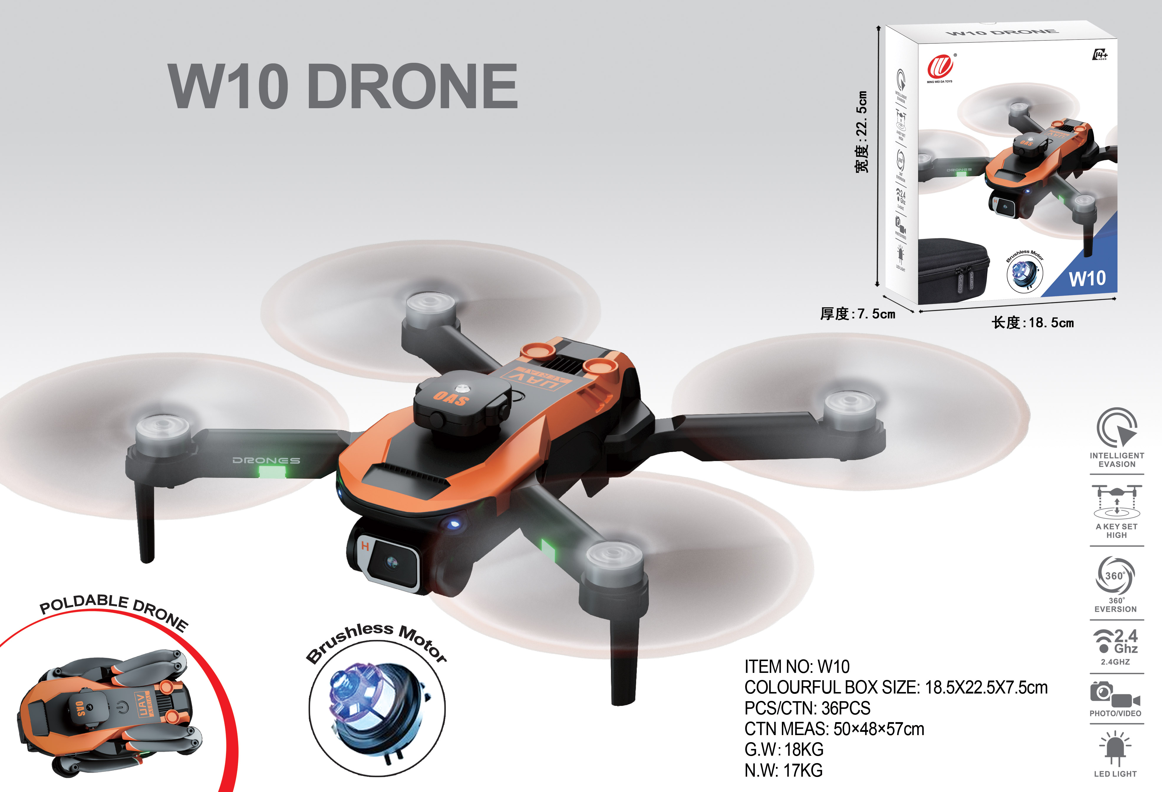Plastic W10 Assurance Vr Compatible Drone With Anti-Shake Camera Drone And Sd Card Slot Products Size Cm 29*23*7