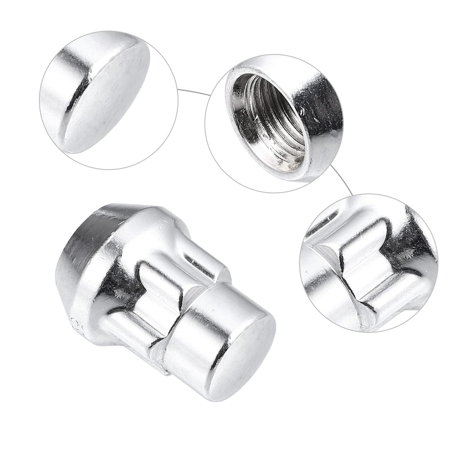 Steel Silver 3802 Car Wheel Lock Nut Set Anti-theft Nut Screw 7/16-20 Fine Thread 10 Grade for Hyundai Elantra 2007-2018