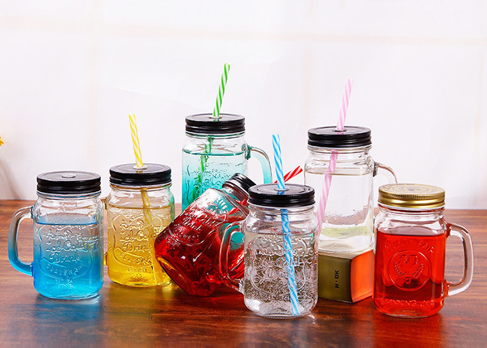 480ml Juice Empty Glass Containers Screw Metal Lid Eco - Friendly