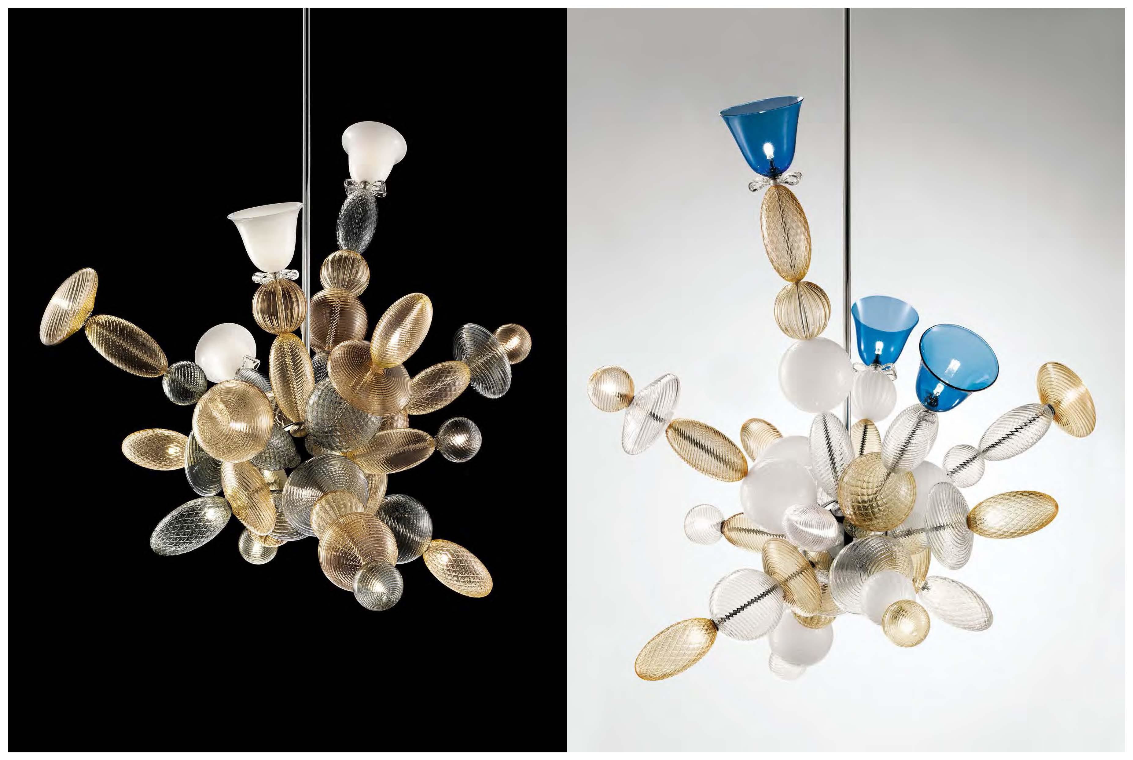 Custom Creative Glass Chandeliers Clear Or Colourful LED Lamp Source