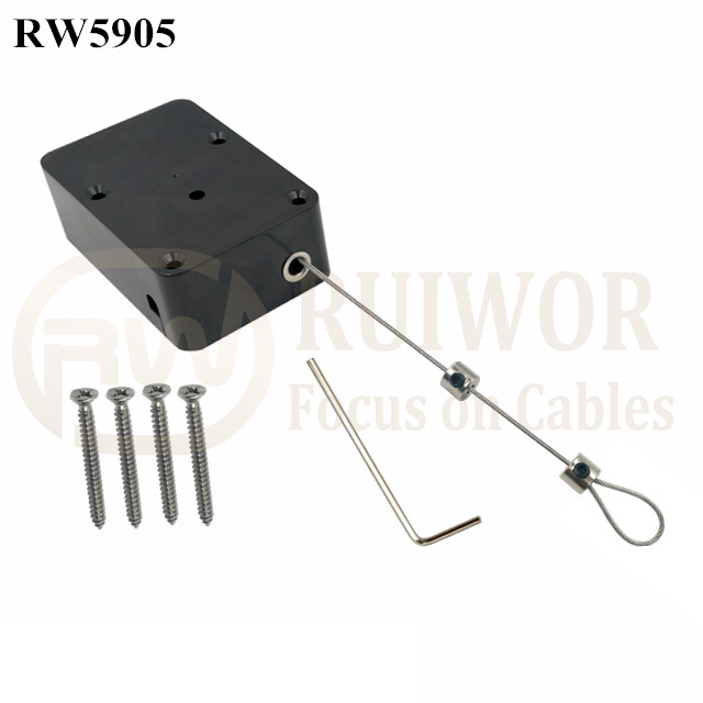 RW5905 Cuboid Heavy Duty Retractable Tether Stop Function Optional Plus Adjustalbe Lasso Loop End By Small Lock And Allen Key