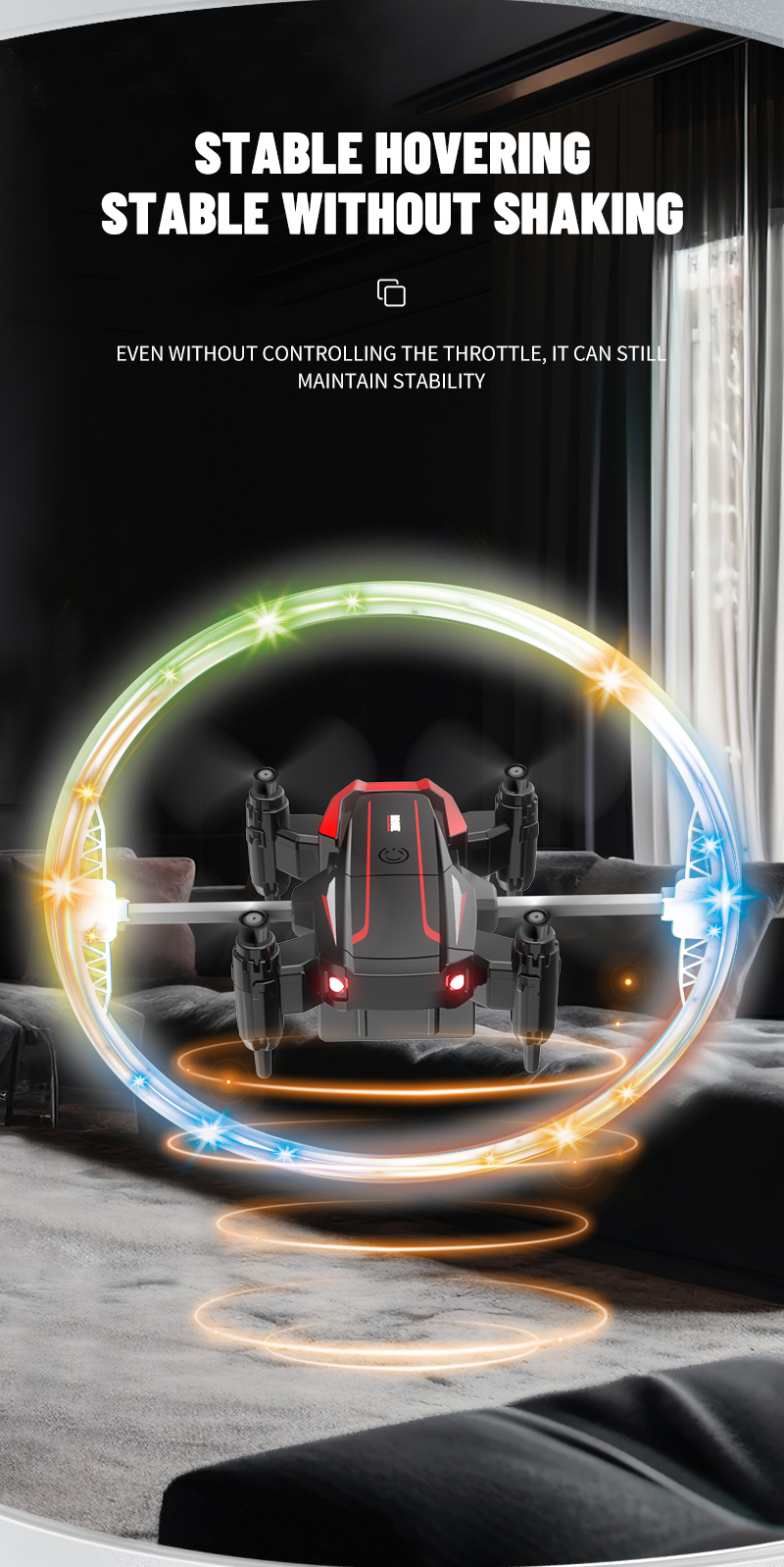 Led Stunt Rc Drone Colorful Light Rotation Uav Quadrocopter Remote Control Distance of About 100m Perfect Gift for Kids