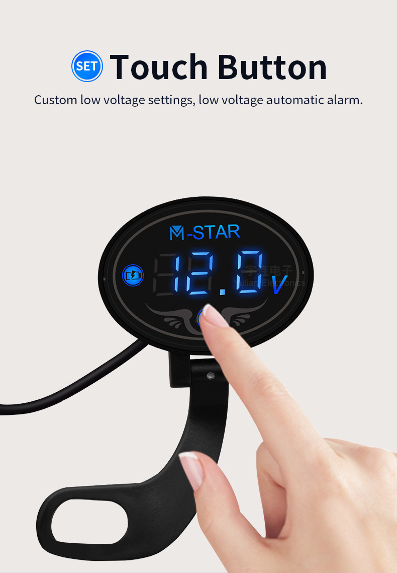 Waterproof 9V-24V LED Motorcycle Volt Meter Multifunction Yulian