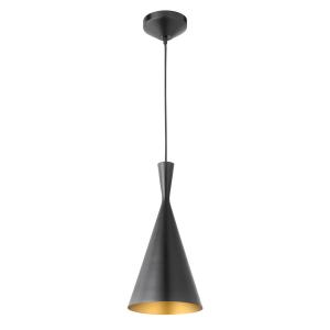 Quality Mira 1-Light Hourglass Pendant, Black Cord, Oil Rubbed Bronze with Gold Interior Finish for sale