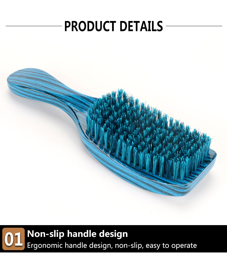 Custom Soft Red Boar Bristle 360 Curved Wave Brush Long Handle For Hair Style