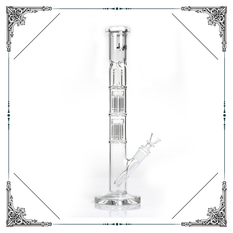 Double Six Arms tree Percolator Bongs 14'' Straight Tube Glass Smoking Water Pipe Bong