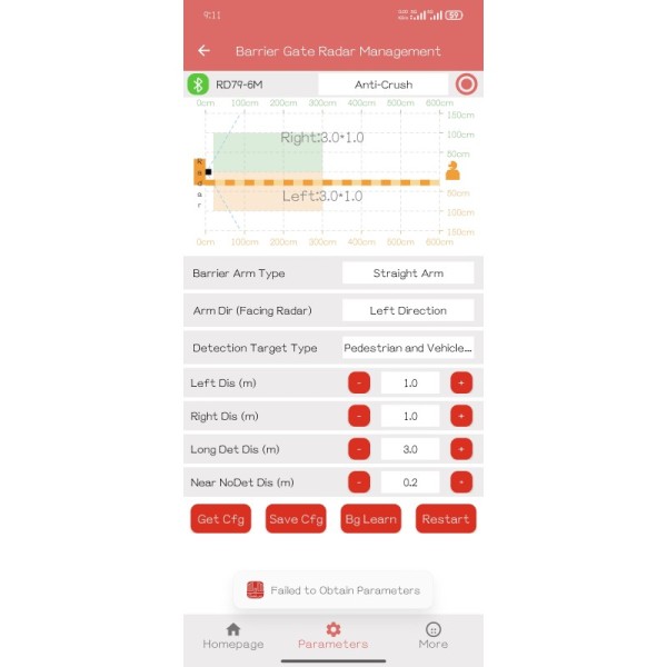 Smart Boom Barrier Radar with App Control (GL Control) | Dual Mode: Trigger & Safety