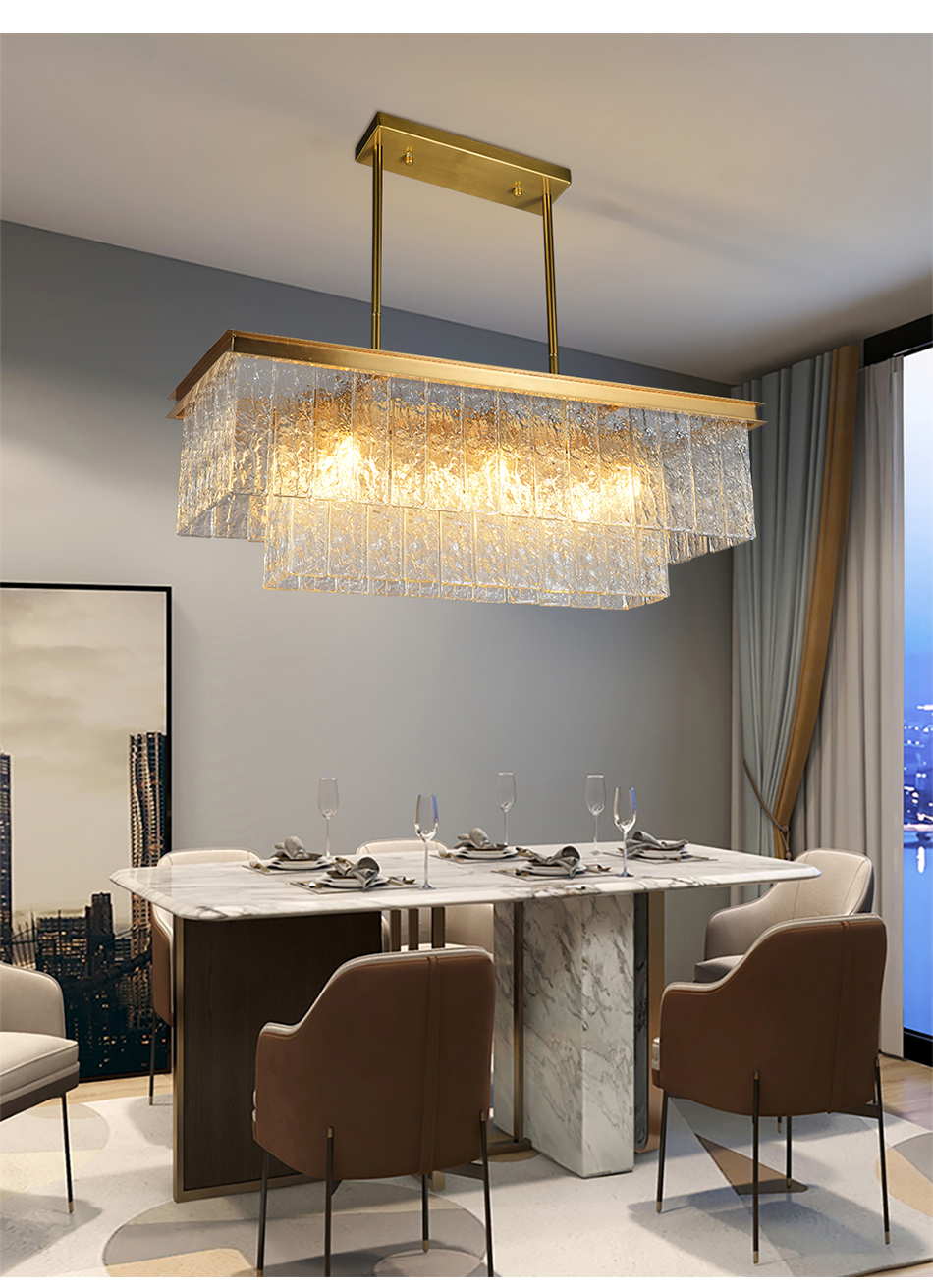 Rectangle Kitchen Chandeliers Frosted Glass Lamp Living Room Bar european chandelier(WH-CY-197)