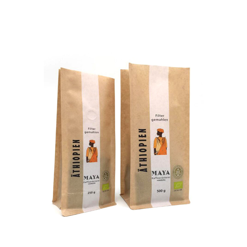 Biodegradable Kraft Paper Pouch Stand Up Compostable No Smell For Coffee Tea Nut Food