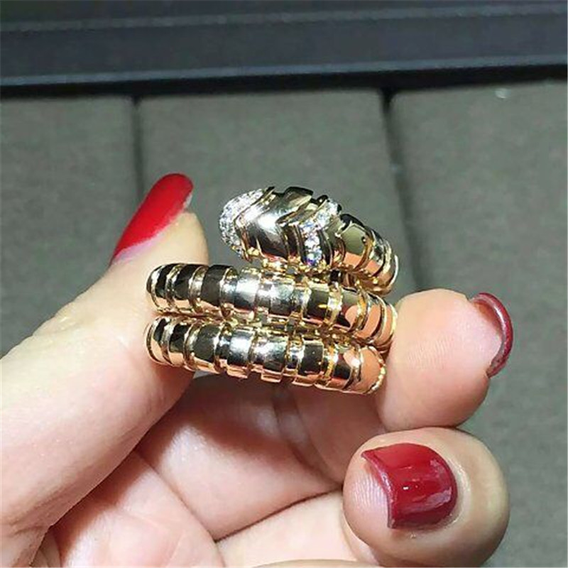 Luxury jewe factory serpenti series ring 18k white gold yellow gold rose gold diamond ring