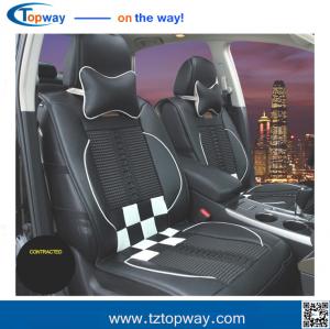 China square grid high quality fiber leather silk floss insert car seat covers universal use on sale