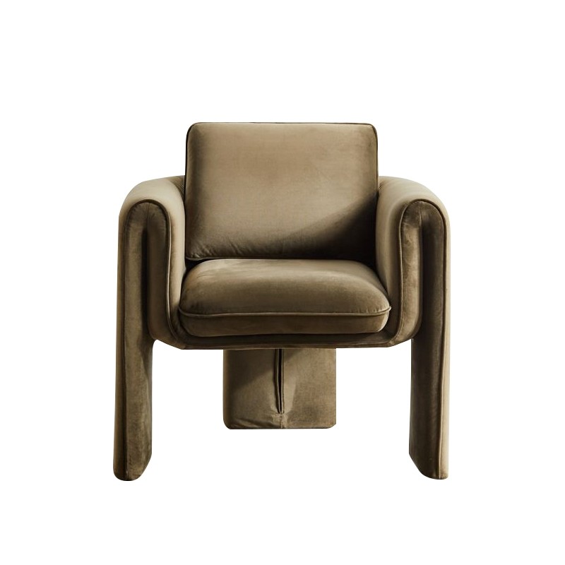 Single 75*82*70cm Beige Velvet Armchair Living Room Sofa