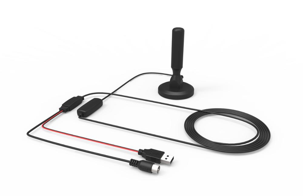 Digital Satellite Color TV Indoor Antenna with RG174 Cable 110mm Height and Materials