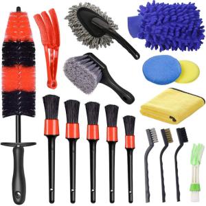 Quality Manufacture Auto Detailing Cleaning Tools 17Pcs Car Brush For Car Wheel Interior for sale