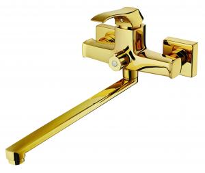China Antirust Light Gold Gold Wall Mount Tub Faucet Extra Long Bath Faucet on sale
