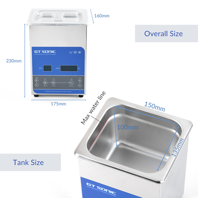 Small 2L Ultrasonic Cleaning Machine For Jewelry With Heater Timer