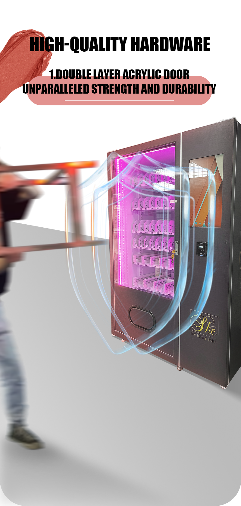 Shopping Mall Beauty 22'' Touch Screen Nail Eyelash Vending Machine with Coin Bill Acceptor