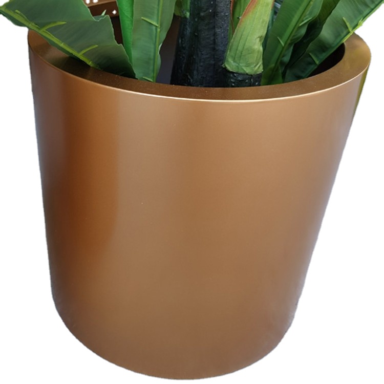 Paint baking technology golden round metal planter flower pot