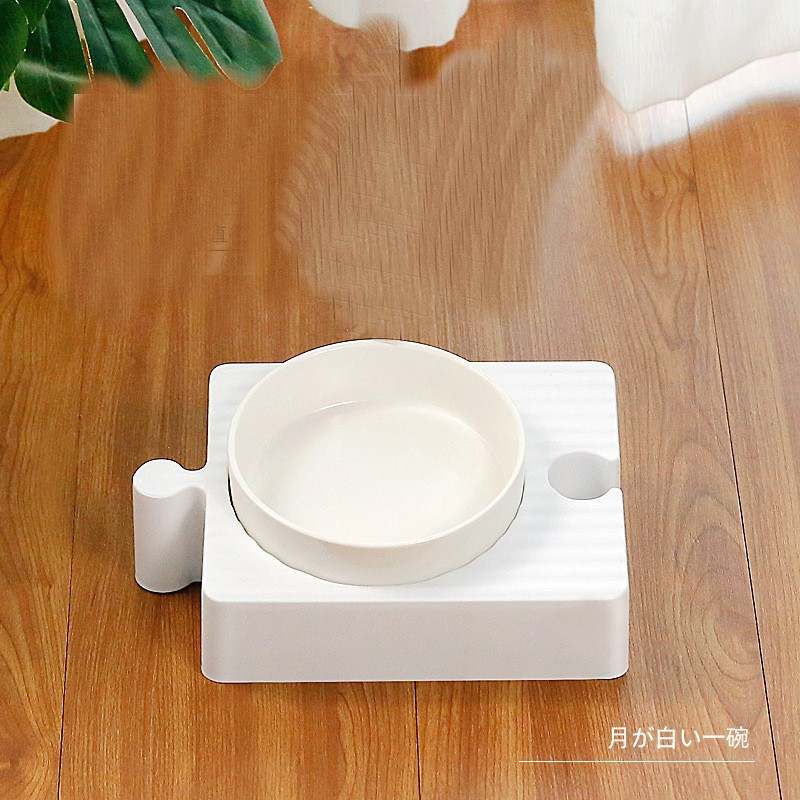Ceramic Double Pet Feeder Bowls Prevent Knock Protect Cervical Vertebra
