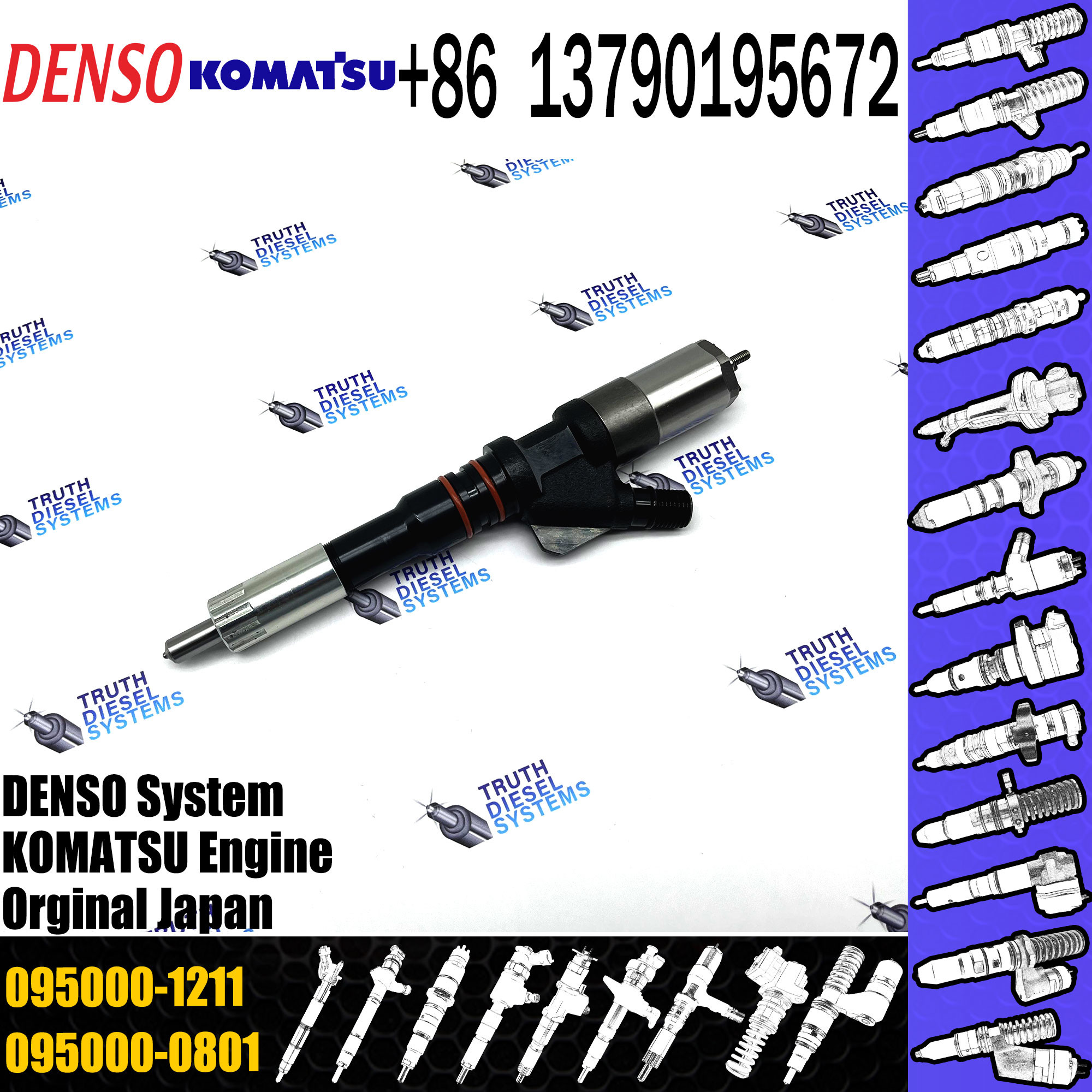 diesel injector nozzle 095000-1211 6156-11-3300 injector for Komatsu Excavator SA60125E PC400-7 common rail injector 095