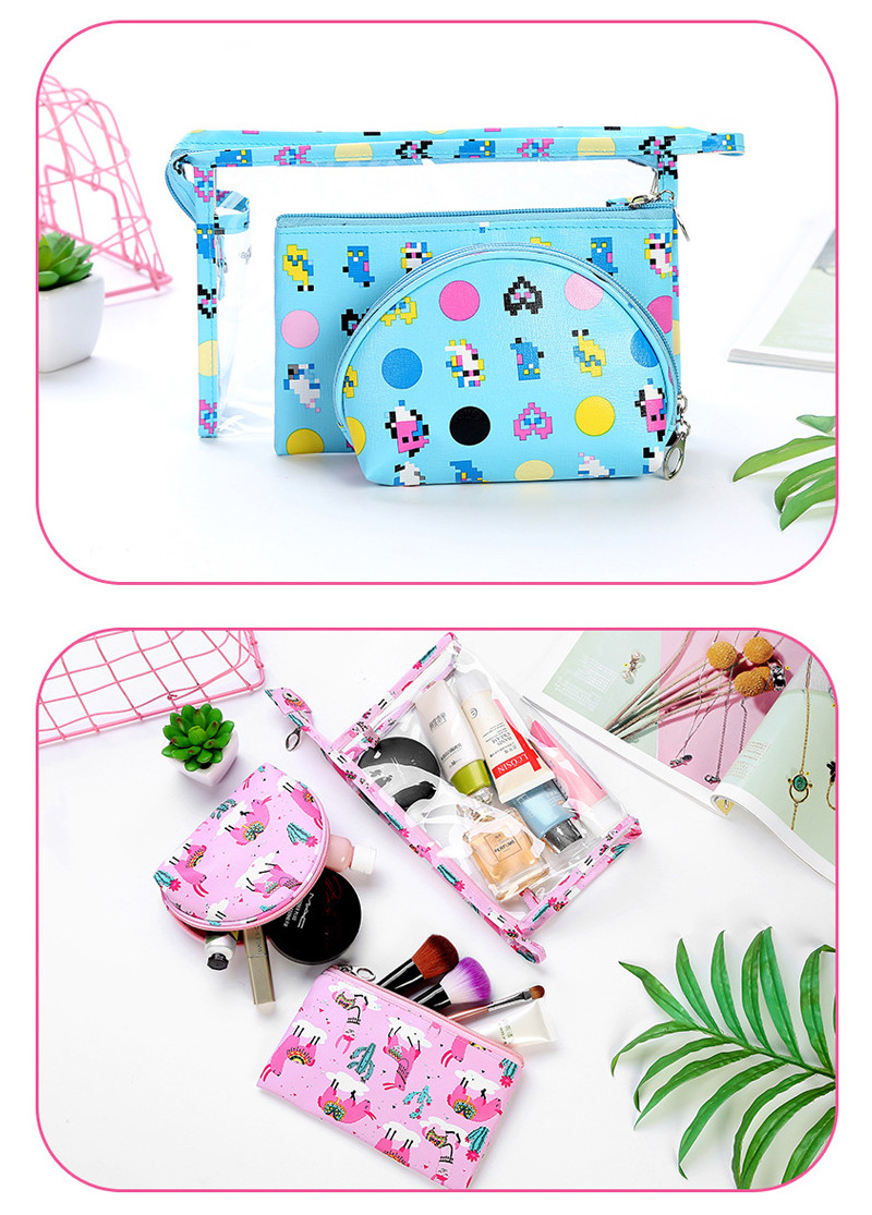 Custom Cute Cartoon Waterproof Polyester Cosmetic Bag Wash Bag