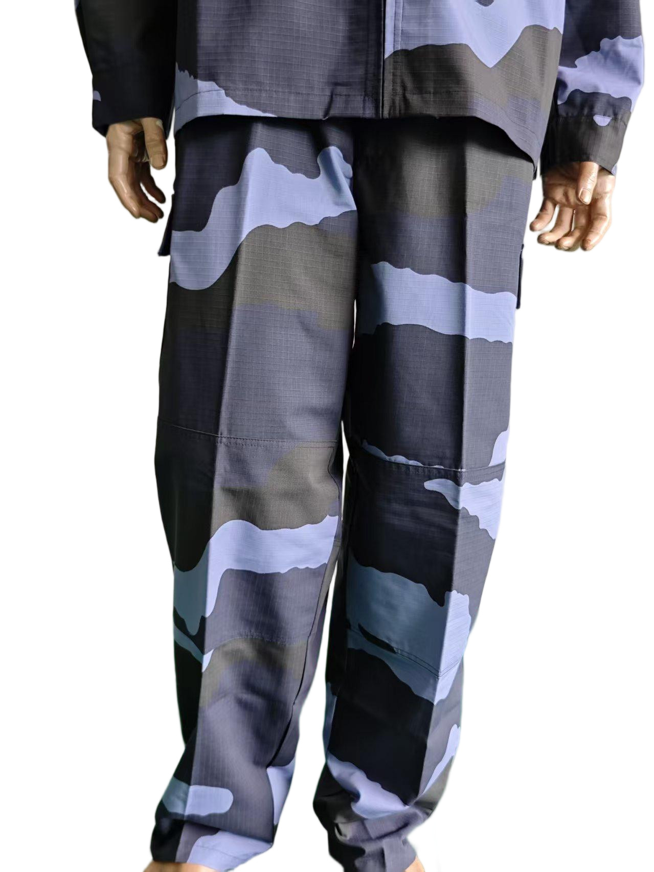 Navy and Black Digital Camouflage Combat Uniform Set Digital Camouflage Fabrics Tear Resistant 225GSM Ripstop Camouflage Fabric Custom