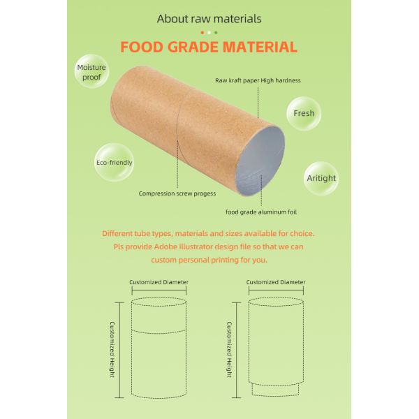 Patented Sifter Lid Spice Kraft Tube Packaging Food Grade Kraft Container For Seasoning