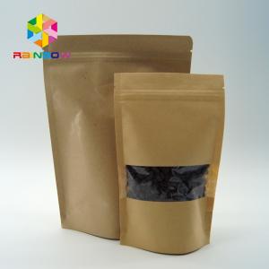 China Customized Printed Foil Lined Tea Bags Packaging , Kraft Stand Up Pouches With Window on sale