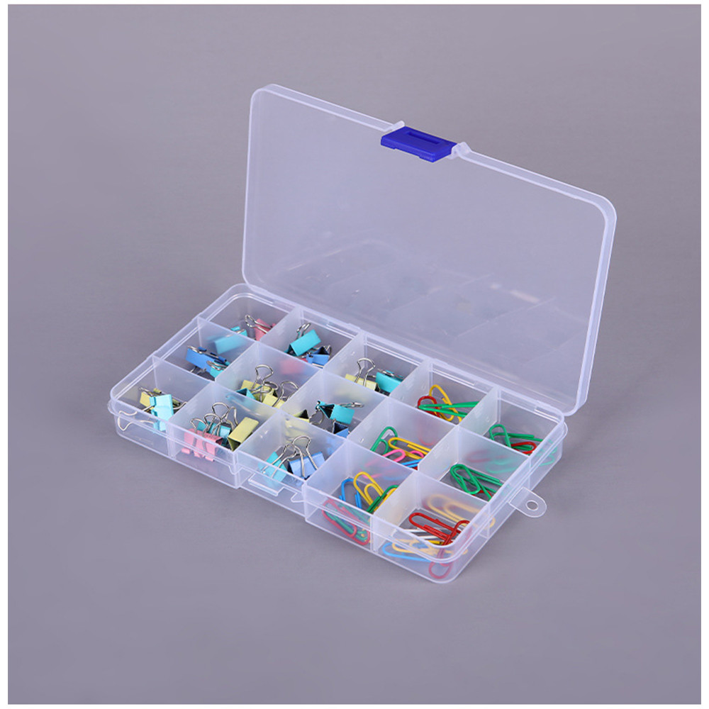 15 Grid Plastic Storage Box Removable Divider Black Lock Organizer