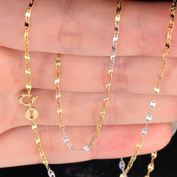 Fine Jewelry 18K Rose Gold White Gold Yellow Gold Link Chain Women Necklace (NG0114)