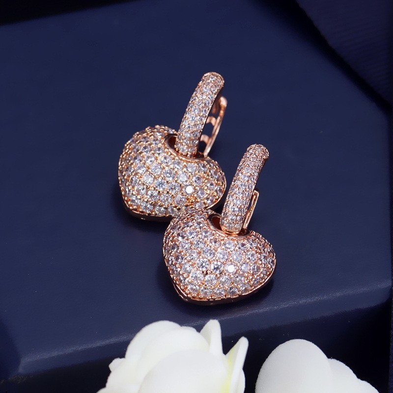 Fashion Crystal CZ Heart Shape Eearring high quality sparking bling Heart Shape Jewelry Earrings Necklace Jewelry Set