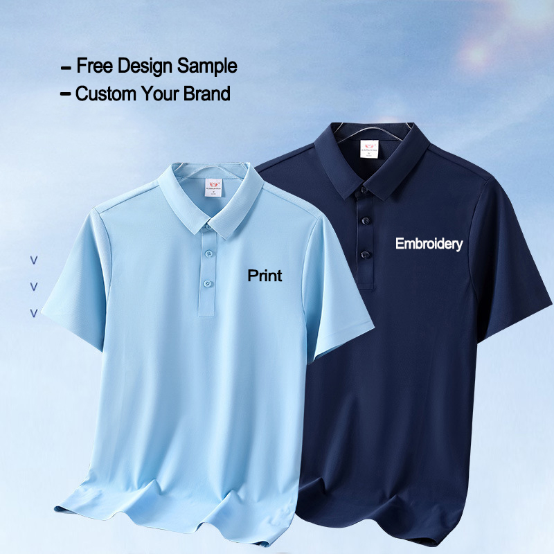 MACTING Ice Silk Cool Fiber Polo Shirts for Men and Boys in Plain Short Sleeve Design