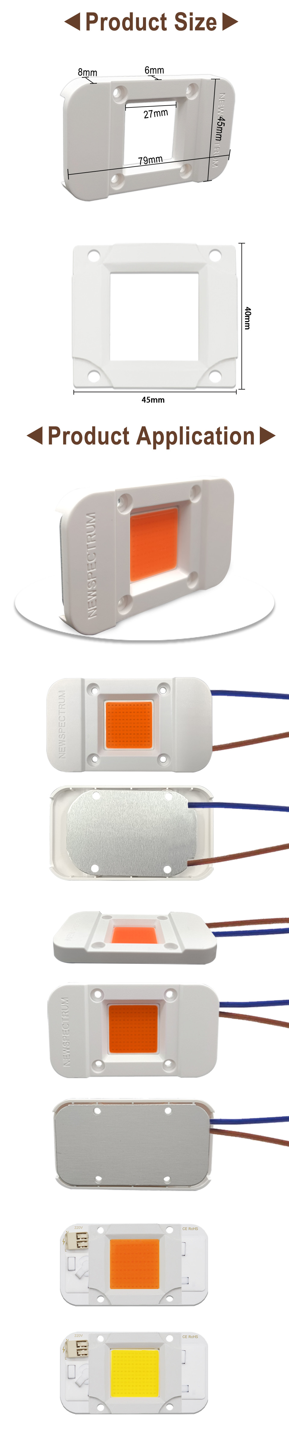 Plastics Material Chip On Board Led Chip Holder OEM Size 25mm
