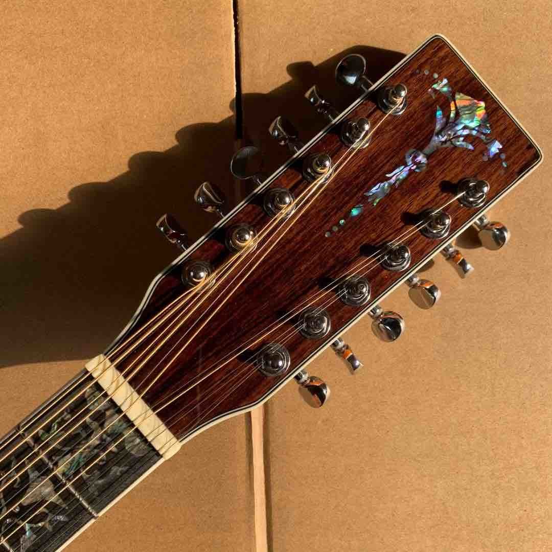 41" KOA Wood 12 Strings D45K Body Abalone Inlay Ebony Fingerboard Acoustic Electric Guitar