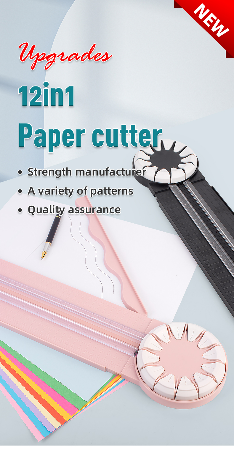 12 Functions Black Multifunction Paper Cutter Ideal for DIY Crafts and Circle Trimming