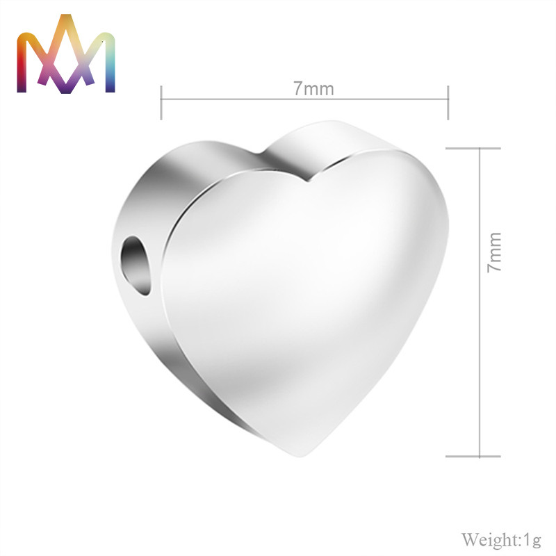No Allergic Polished Heart Shape SS304 Loose Beads With Smooth Hole