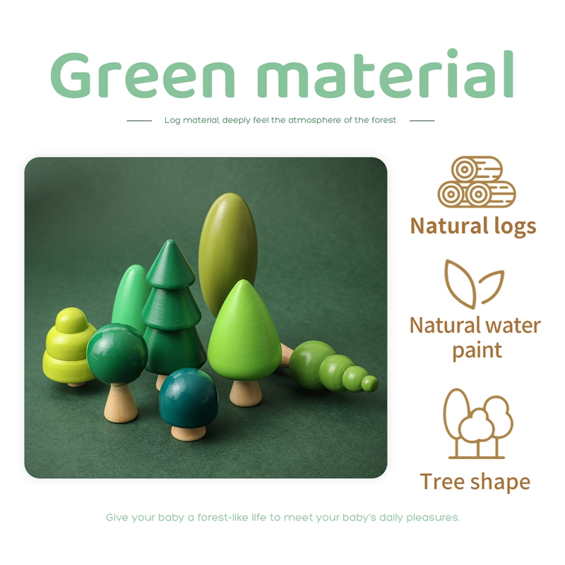 Mushroom Shape Wooden Blocks For Children Educational