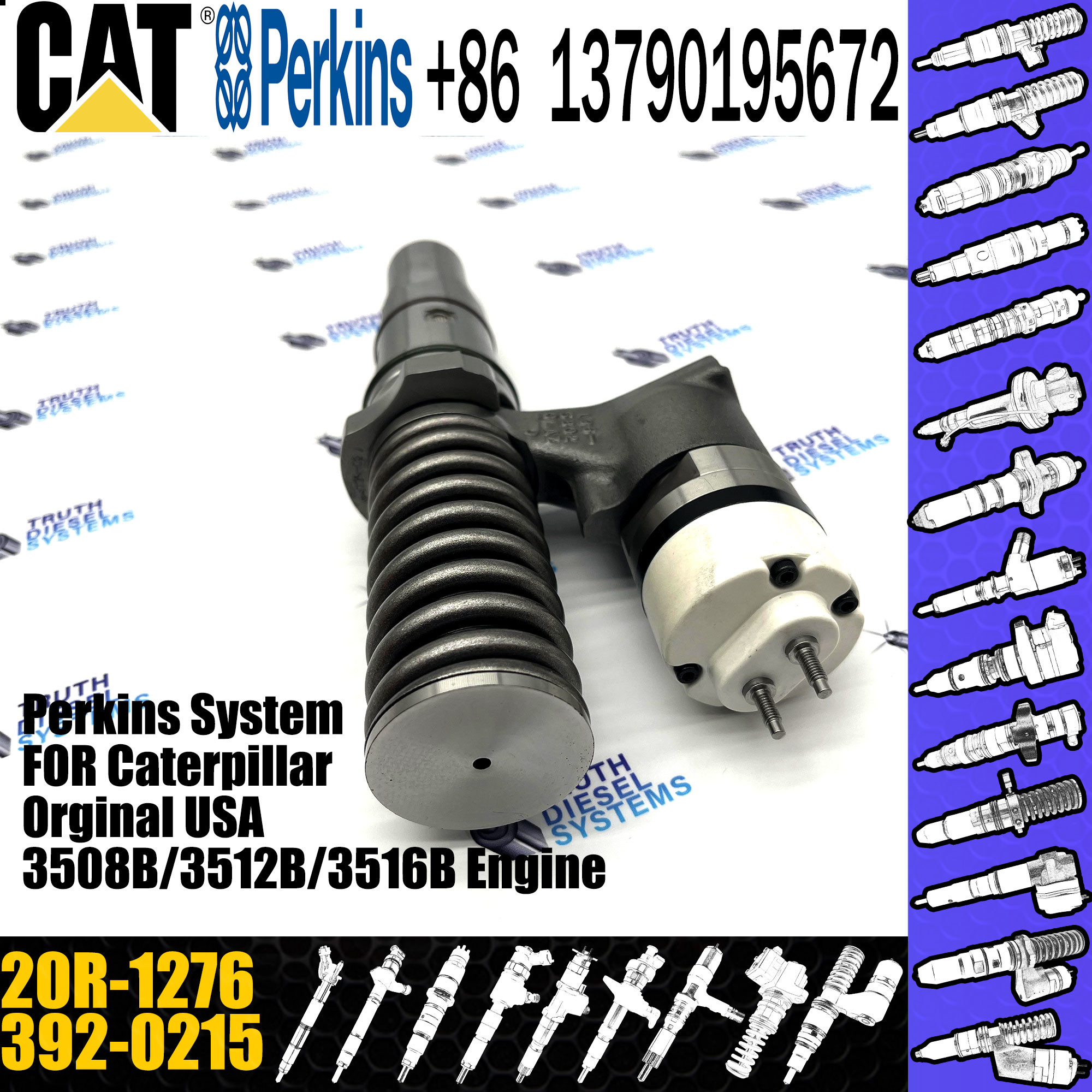 Diesel Engine Injector 392-6214 20R-1275 386-1766 For Cat 3508B/3512B/3516B Common Rail