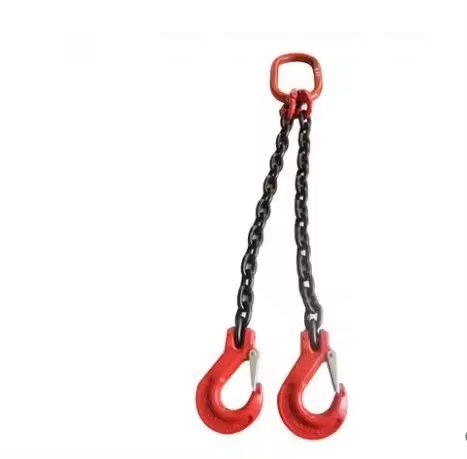 Versatile and Double Legs Lifting Chain Sling with Hooks 48kN Test Load Black Finish