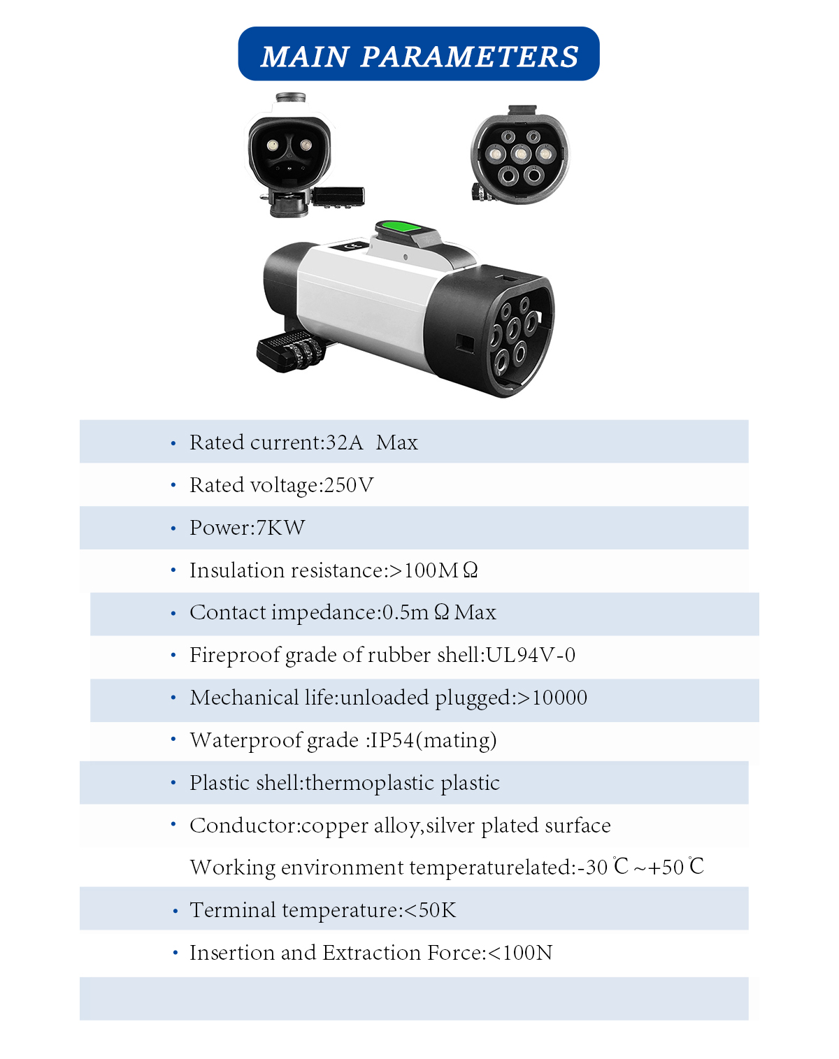 PC Copper NACS 7KW 32A AC EV Charging Adapter for Tesla to Type2 Inlet European Car Charging Rated voltage 220V