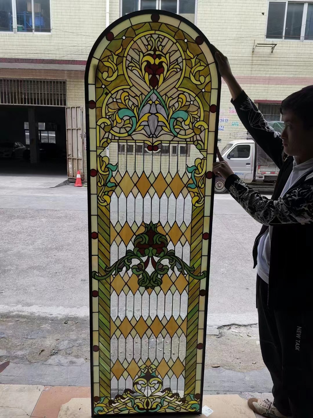 Church Inlaid Hot Melt Glass Decorative Crystal Art Glass Door