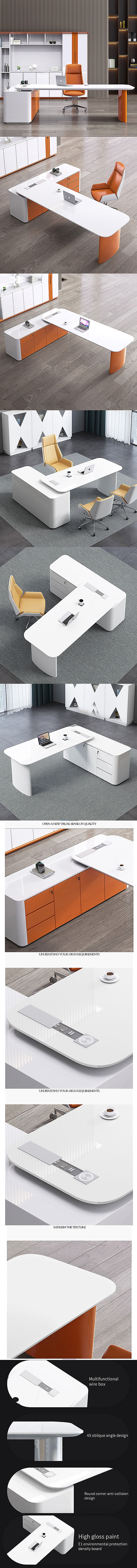 ISO9001/ISO14001 Certified JUNYI CEO Office Desk and Chair Set with MDF Baking Varnish