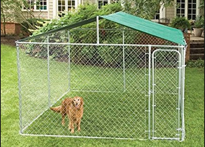 Chain Link Fence Large Dog Enclosures Outdoor Galvanized Surface Treatment