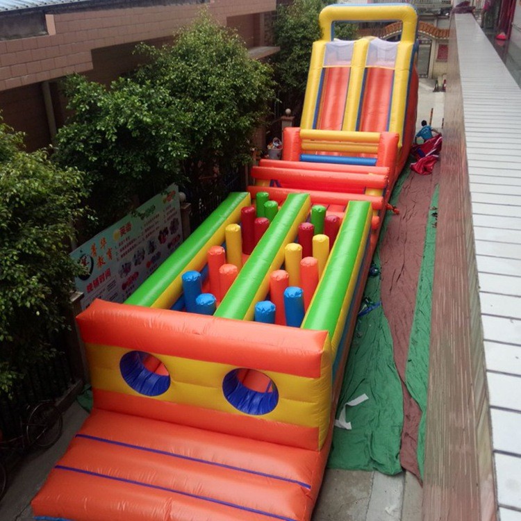 Awesome 46.5m Length Inflatable Obstacle Course Amazing With PVC Tarpaulin
