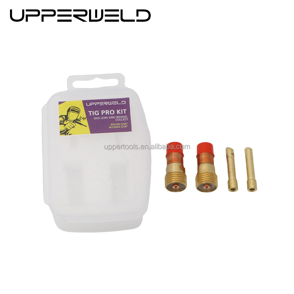 Gold Upperweld 4GL116 Gas Lens and 4C116GS Wedge Collet Kit for WP17 18 26 Welding Torch